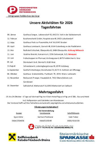 PVÖ Feldkirchen - Programm 2026