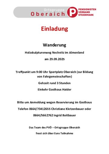 Einladung - Wanderung Holzskulpturenweg