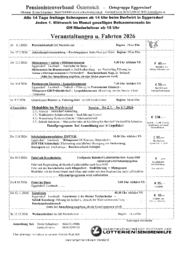 PVÖ Eggersdorf - Jahresprogramm 2026