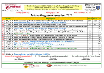 PVÖ Frauental - Jahresprogramm 2026