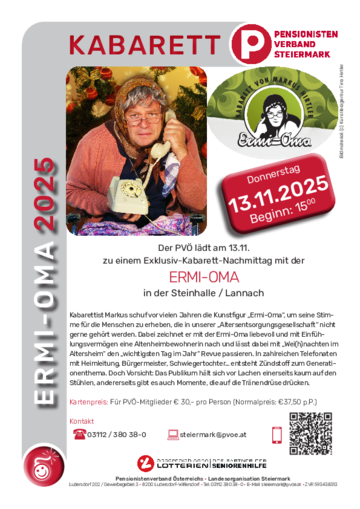 Informationsflyer - Kabarettnachmittag mit der Ermi-Oma