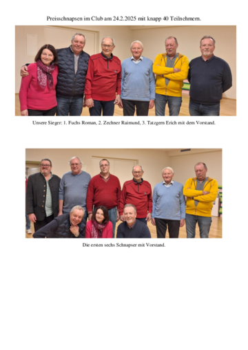 Preisschnapsen 2025 im Club