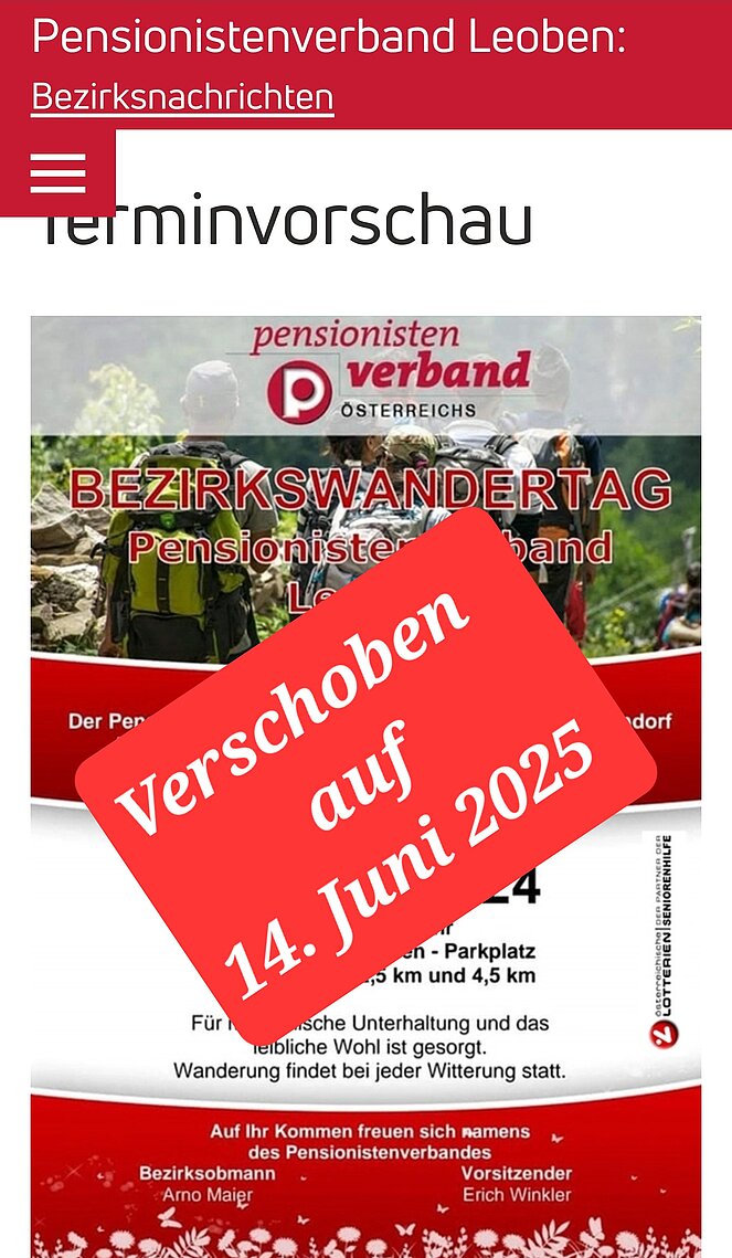 BEZ Wandertag Verschiebung
