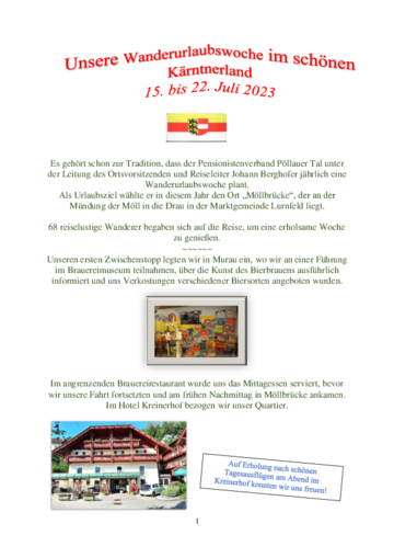 Wanderreise 2023 - Möllbrücke