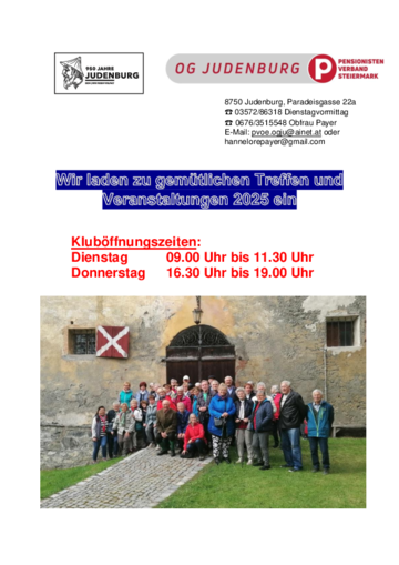 Jahresprogramm 2025 - Ortsgruppe Judenburg