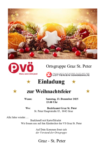 Einladung zur Vorweihnachtsfeier