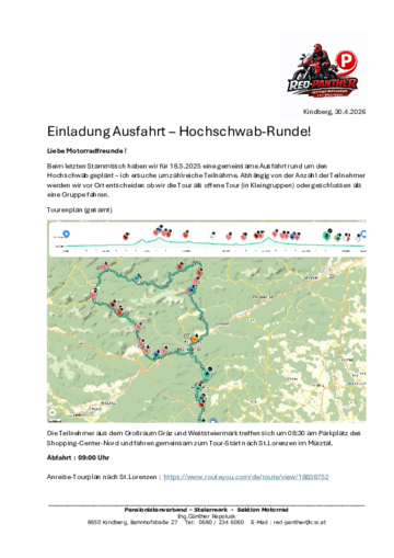 Tourplan - Hochschwabrunde (18.5.2026)