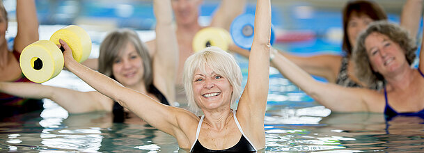 Group of Seniors doing Water Aerobics Group of Seniors doing Water Aerobics