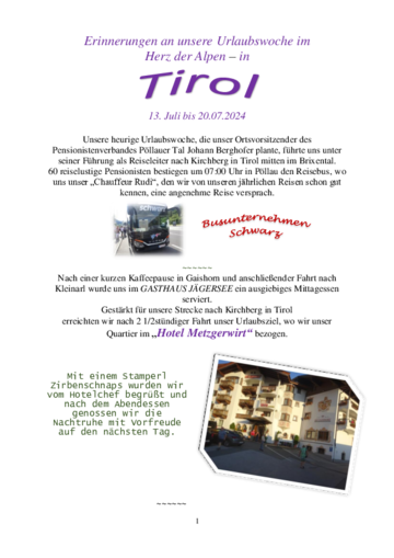 Wanderreise 2024 - Tirol