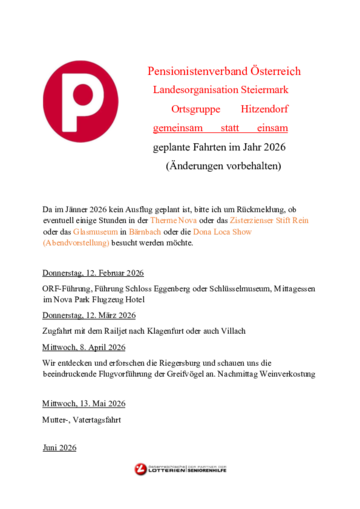 Jahresprogramm 2026 - Ortsgruppe Hitzendorf