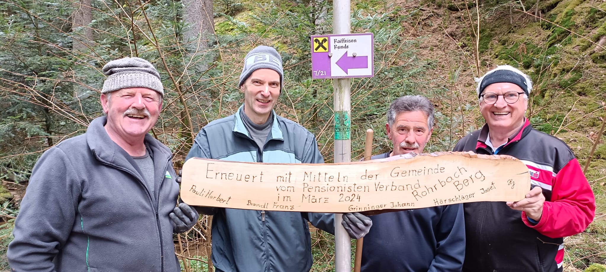 Die vier bescheidenen Arbeiter "Herbert Pauli, Franz Brandl, Johann Grinninger, Josef Höschläger"